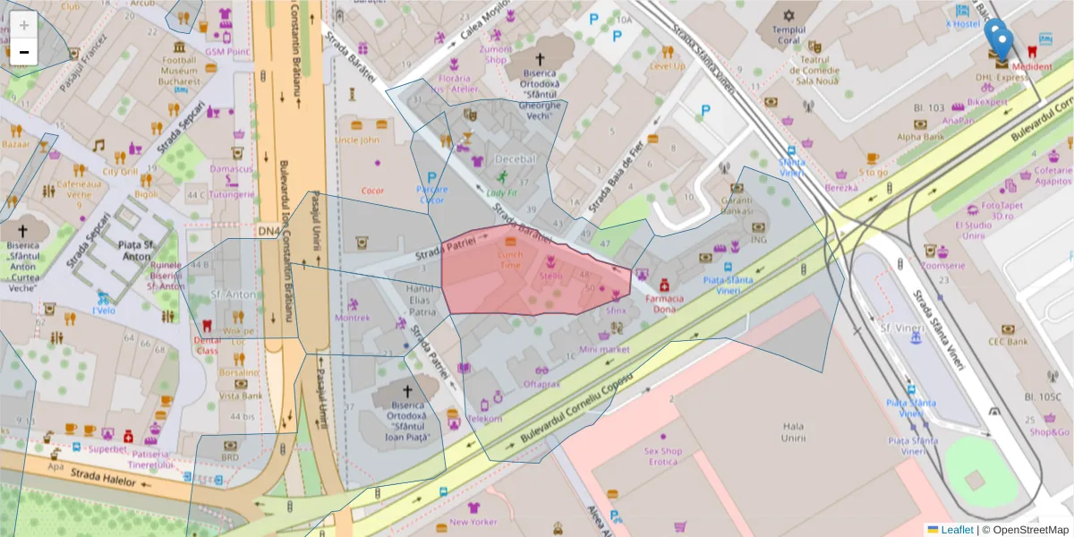 Hartă a codului poștal  și a codurilor poștale învecinate