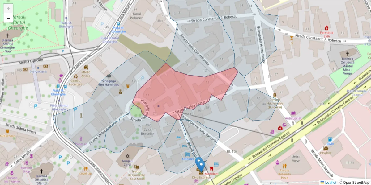 Hartă a codului poștal  și a codurilor poștale învecinate