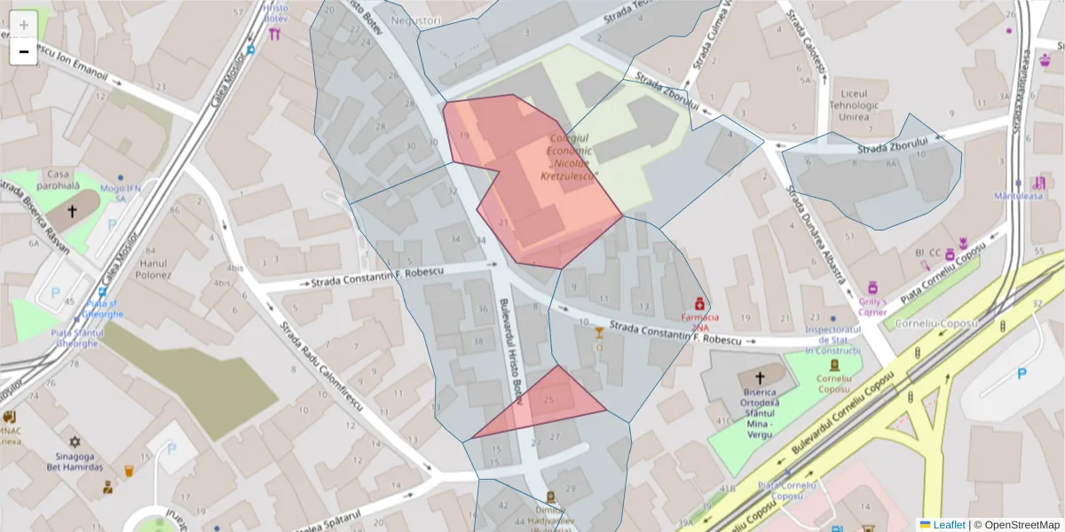 Hartă a codului poștal  și a codurilor poștale învecinate