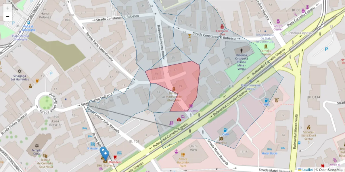 Hartă a codului poștal  și a codurilor poștale învecinate