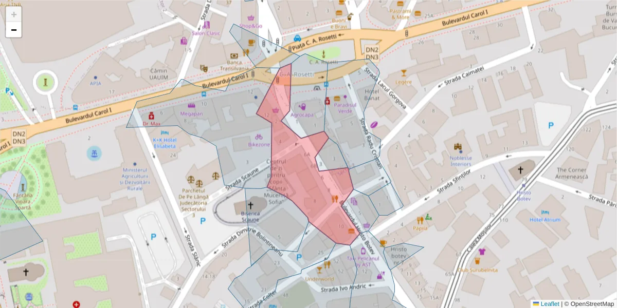 Hartă a codului poștal  și a codurilor poștale învecinate