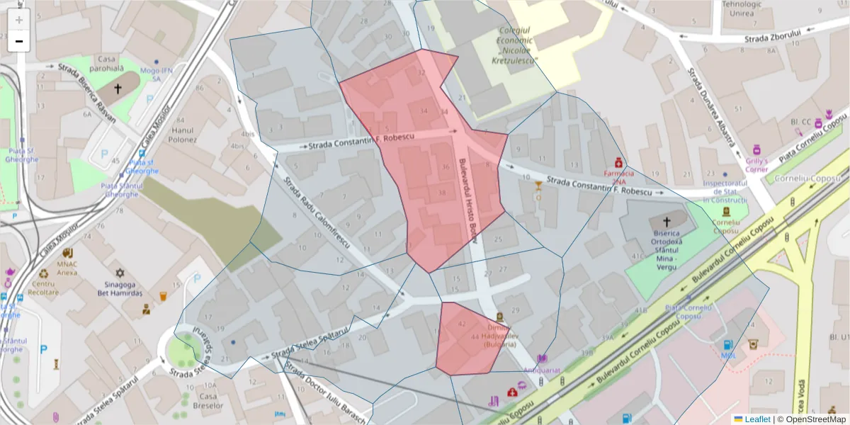 Hartă a codului poștal  și a codurilor poștale învecinate