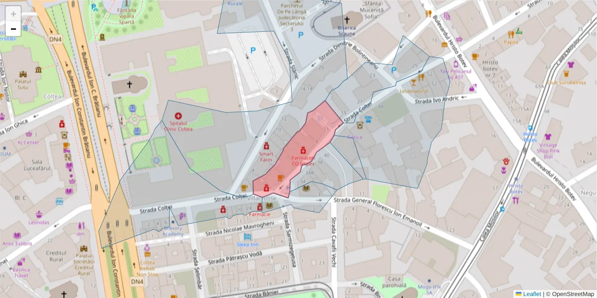 Hartă a codului poștal  și a codurilor poștale învecinate