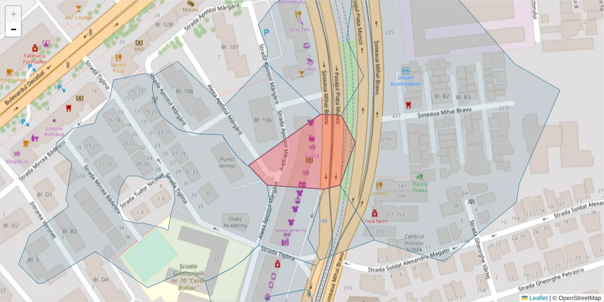 Hartă a codului poștal  și a codurilor poștale învecinate