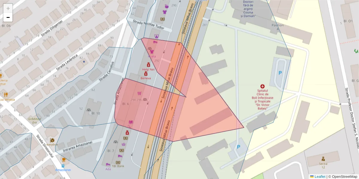 Hartă a codului poștal  și a codurilor poștale învecinate