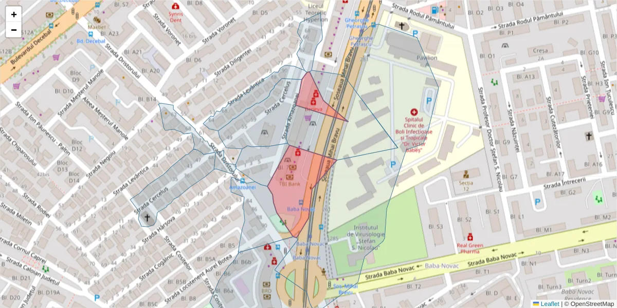 Hartă a codului poștal  și a codurilor poștale învecinate