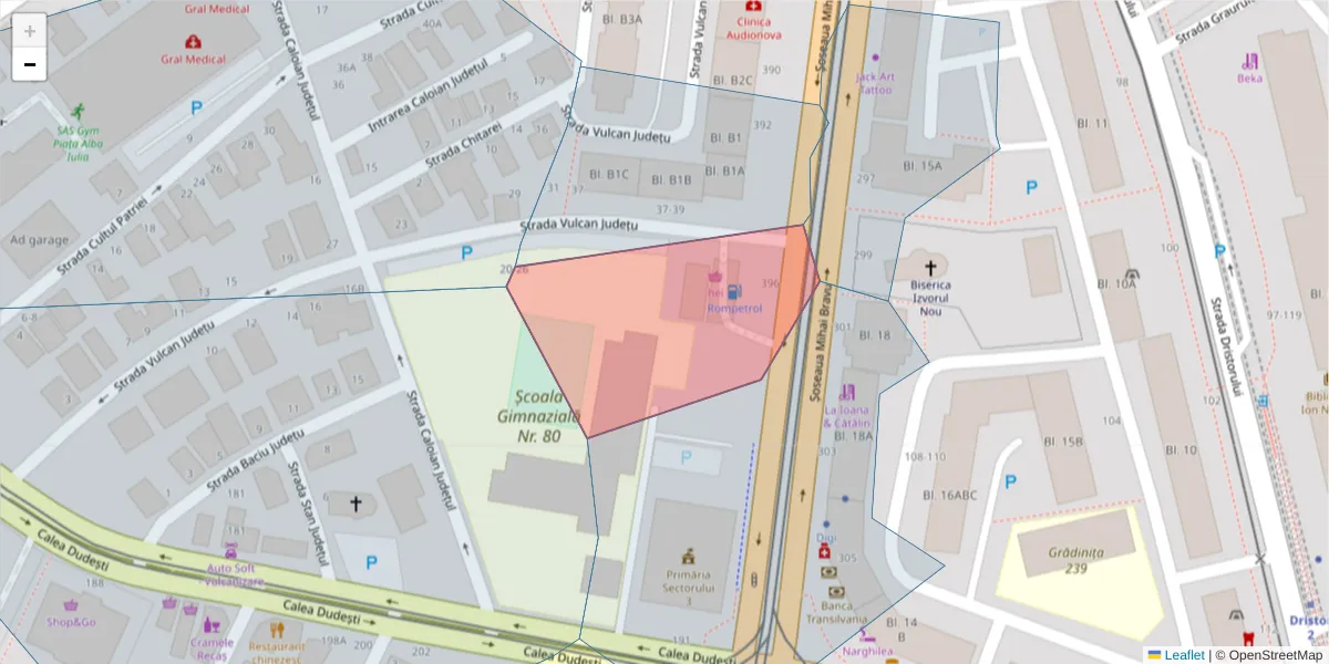 Hartă a codului poștal  și a codurilor poștale învecinate