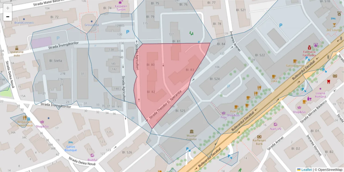 Hartă a codului poștal  și a codurilor poștale învecinate