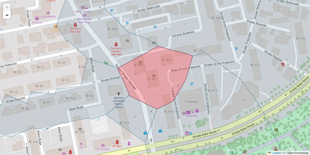 Hartă a codului poștal  și a codurilor poștale învecinate