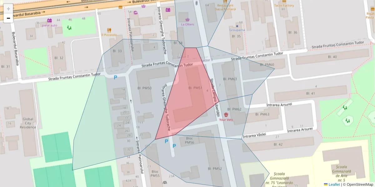 Hartă a codului poștal  și a codurilor poștale învecinate