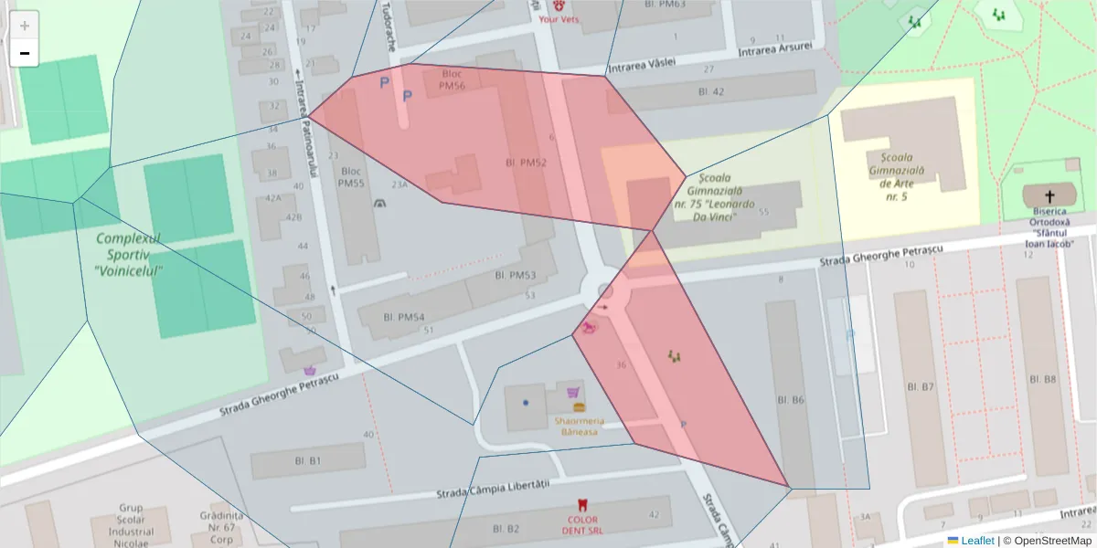 Hartă a codului poștal  și a codurilor poștale învecinate