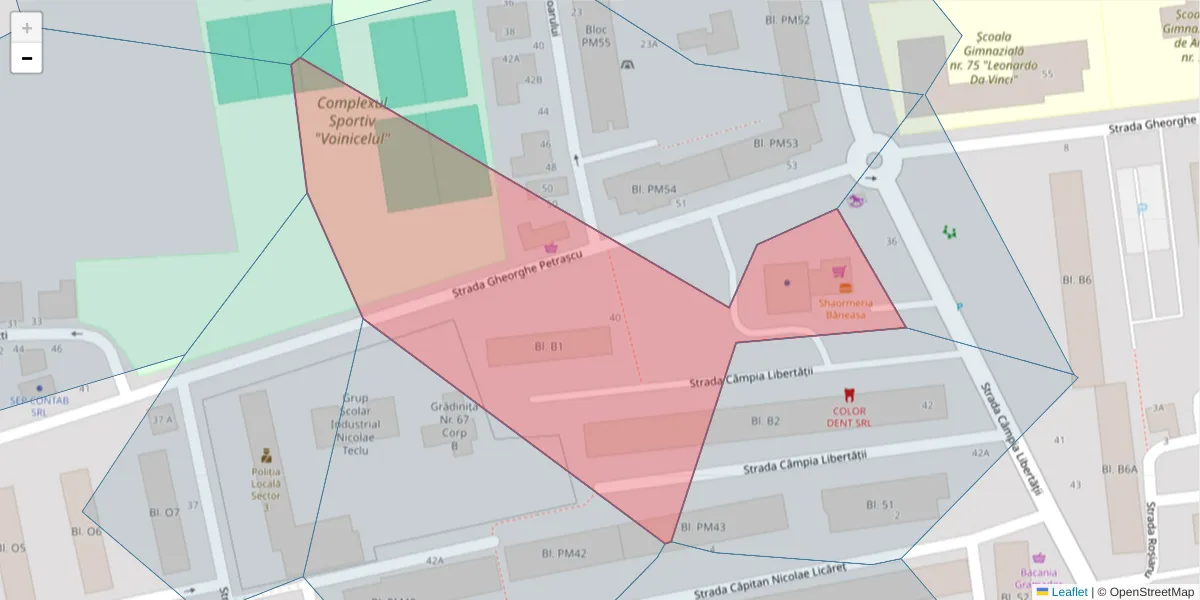 Hartă a codului poștal  și a codurilor poștale învecinate