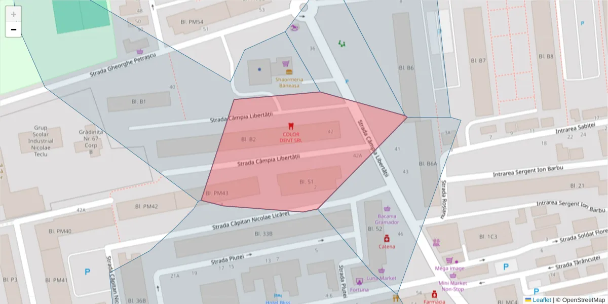 Hartă a codului poștal  și a codurilor poștale învecinate