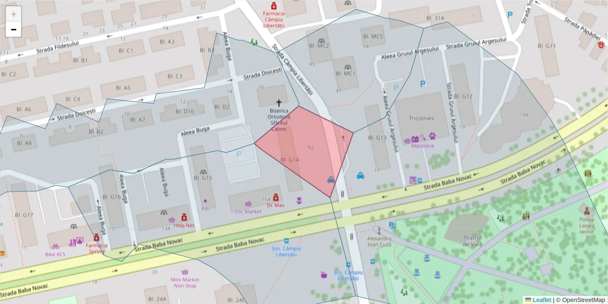 Hartă a codului poștal  și a codurilor poștale învecinate