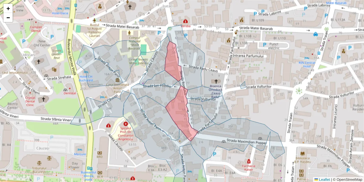 Hartă a codului poștal  și a codurilor poștale învecinate