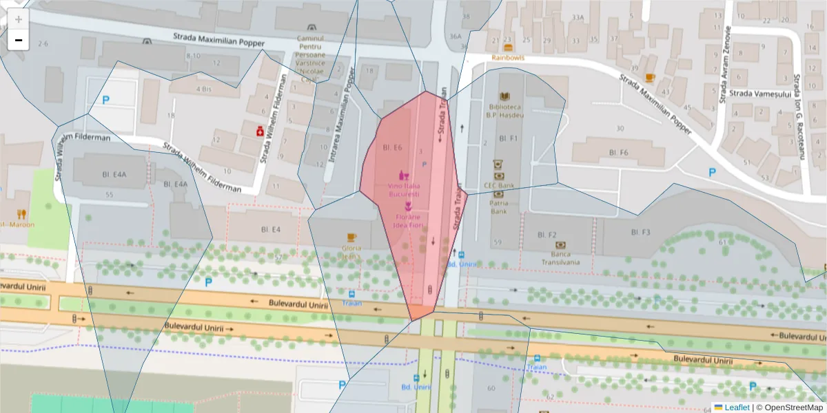 Hartă a codului poștal  și a codurilor poștale învecinate