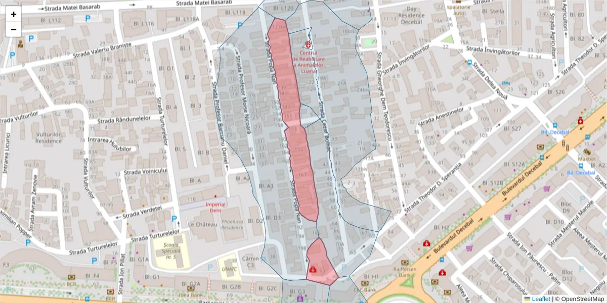 Hartă a codului poștal  și a codurilor poștale învecinate