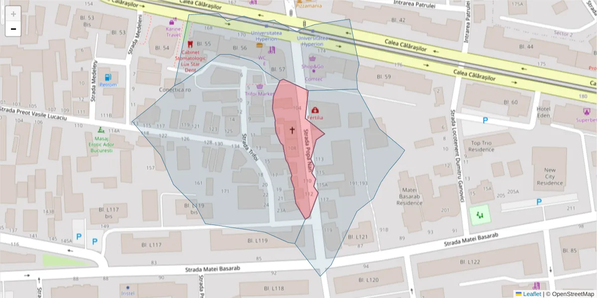 Hartă a codului poștal  și a codurilor poștale învecinate
