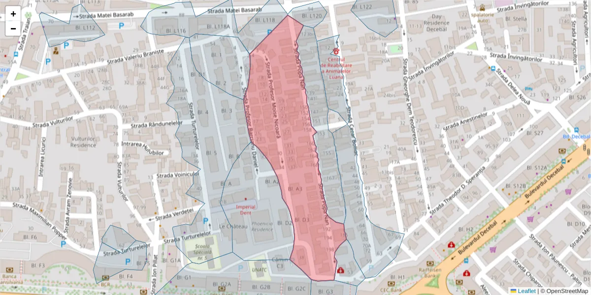 Hartă a codului poștal  și a codurilor poștale învecinate