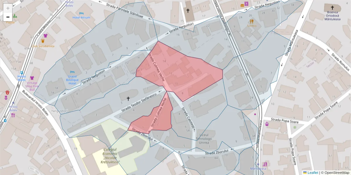 Hartă a codului poștal  și a codurilor poștale învecinate