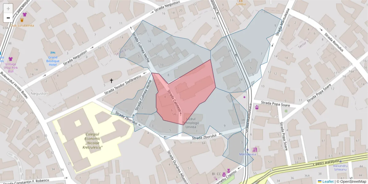 Hartă a codului poștal  și a codurilor poștale învecinate