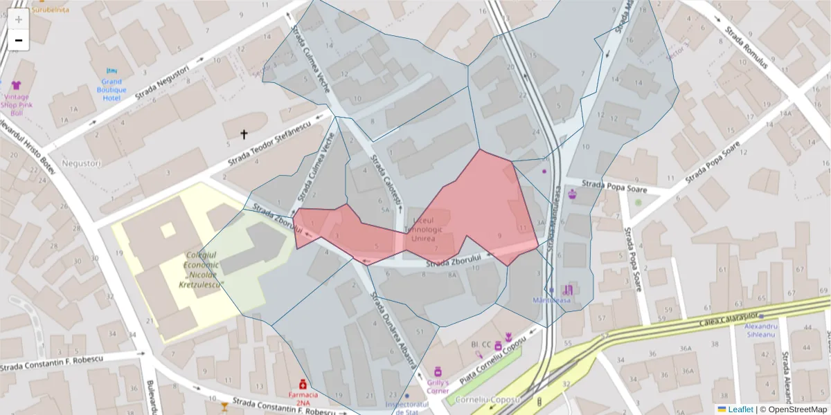 Hartă a codului poștal  și a codurilor poștale învecinate