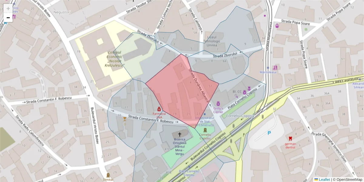 Hartă a codului poștal  și a codurilor poștale învecinate