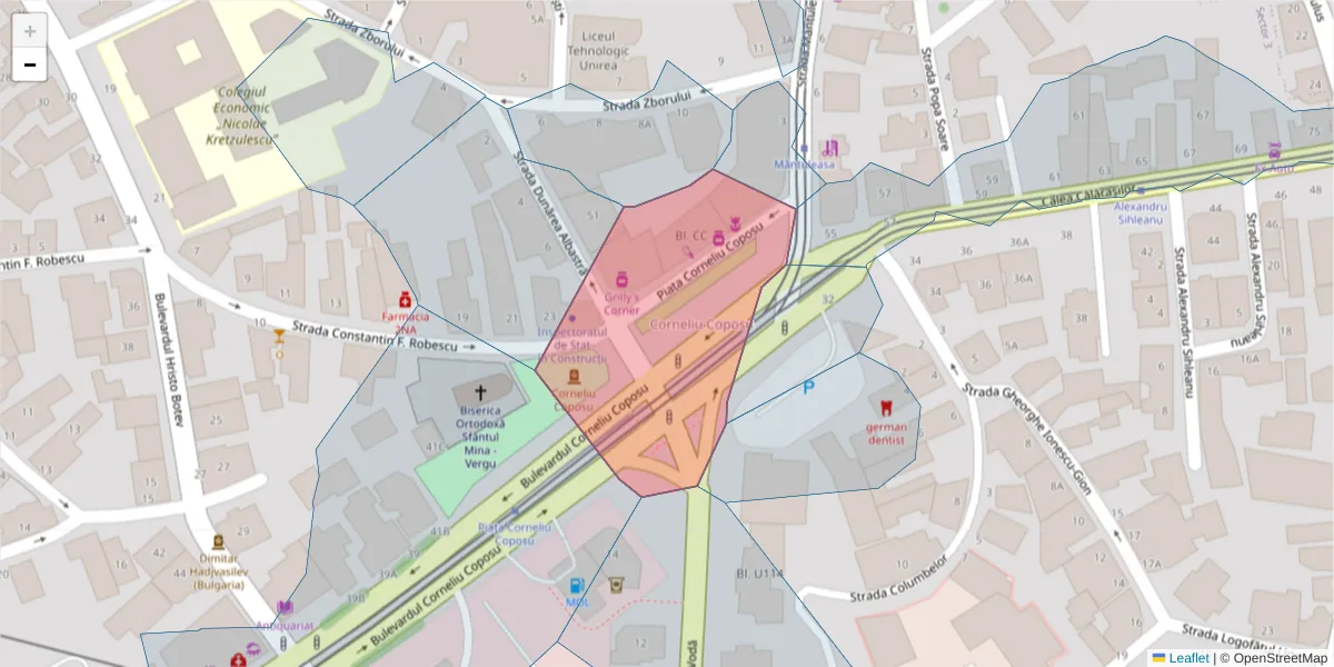 Hartă a codului poștal  și a codurilor poștale învecinate