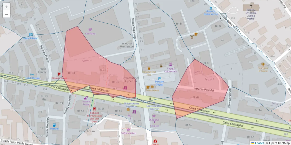Hartă a codului poștal  și a codurilor poștale învecinate