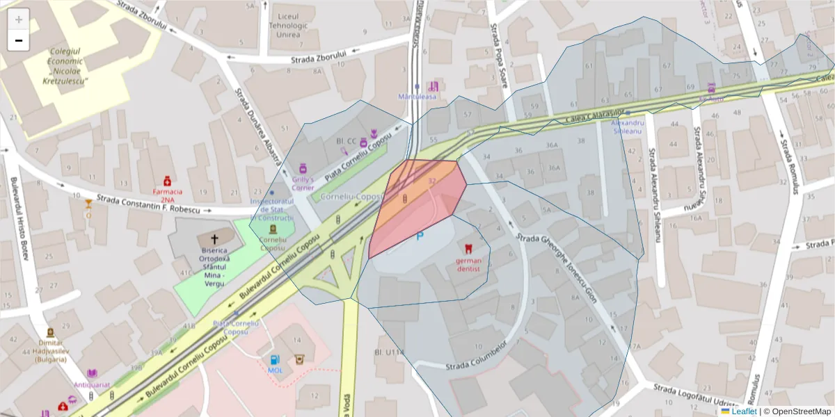 Hartă a codului poștal  și a codurilor poștale învecinate