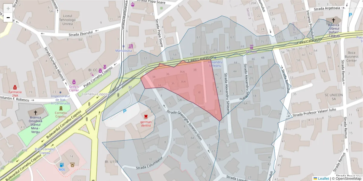 Hartă a codului poștal  și a codurilor poștale învecinate