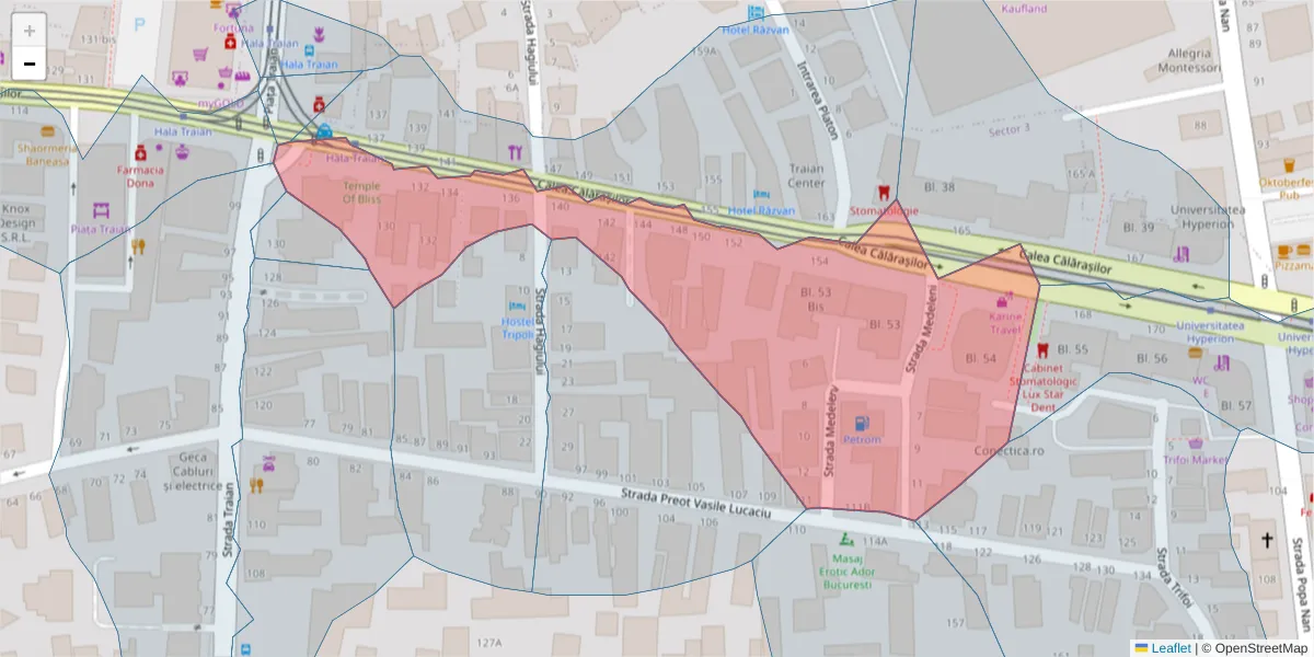 Hartă a codului poștal  și a codurilor poștale învecinate