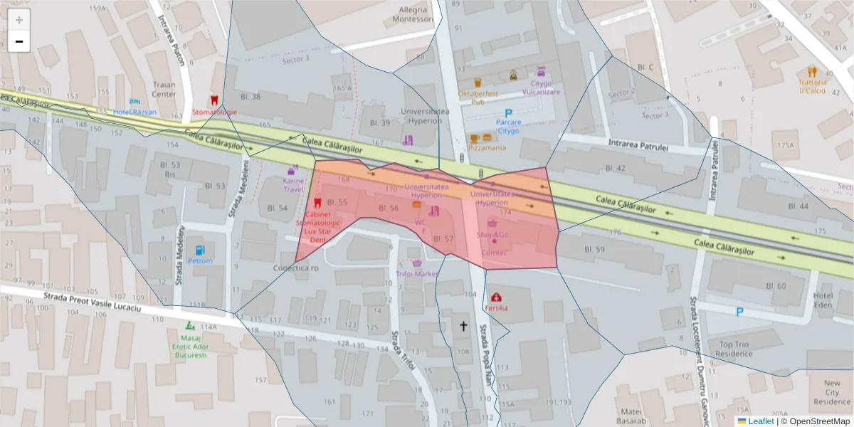 Hartă a codului poștal  și a codurilor poștale învecinate