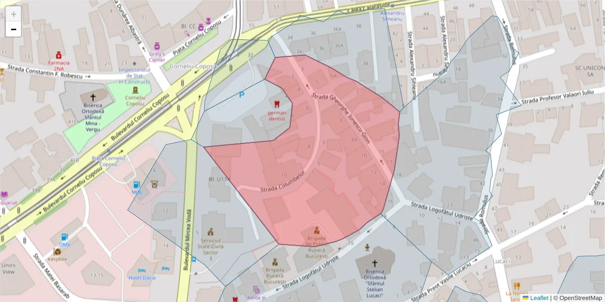 Hartă a codului poștal  și a codurilor poștale învecinate