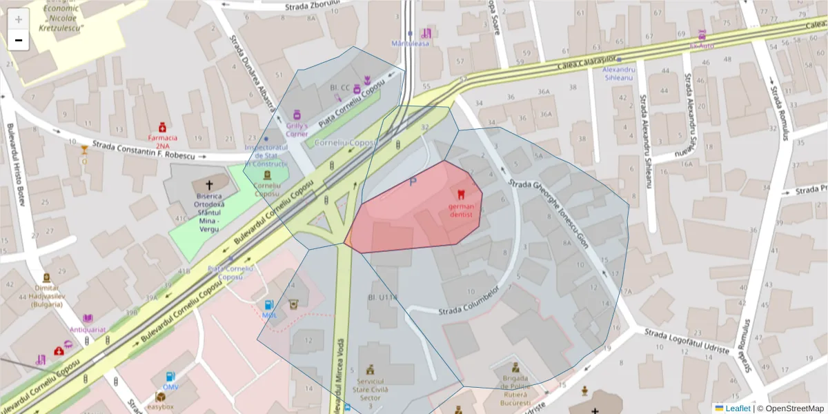 Hartă a codului poștal  și a codurilor poștale învecinate