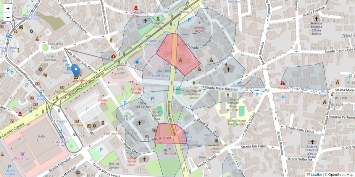 Hartă a codului poștal  și a codurilor poștale învecinate