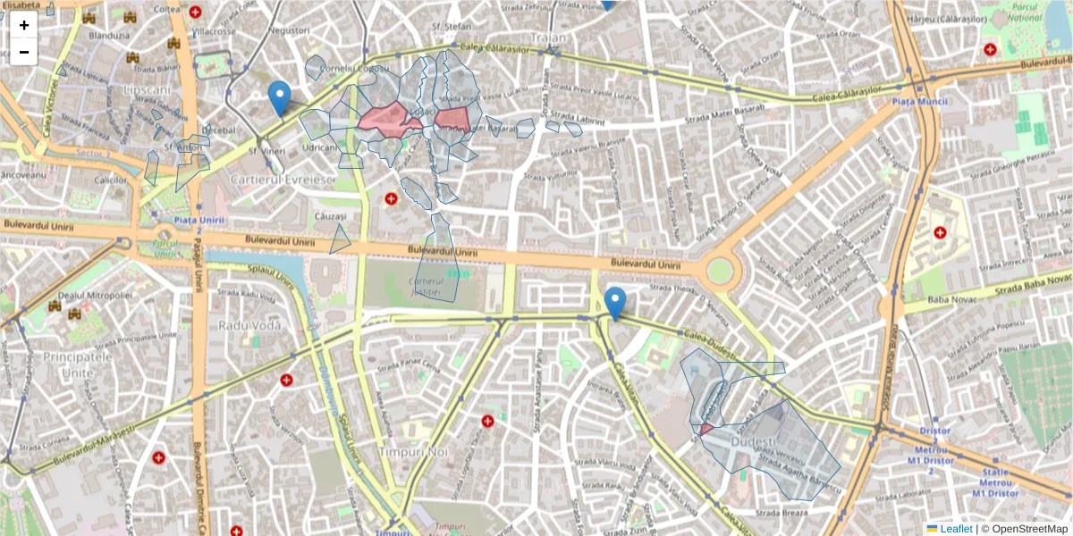 Hartă a codului poștal  și a codurilor poștale învecinate