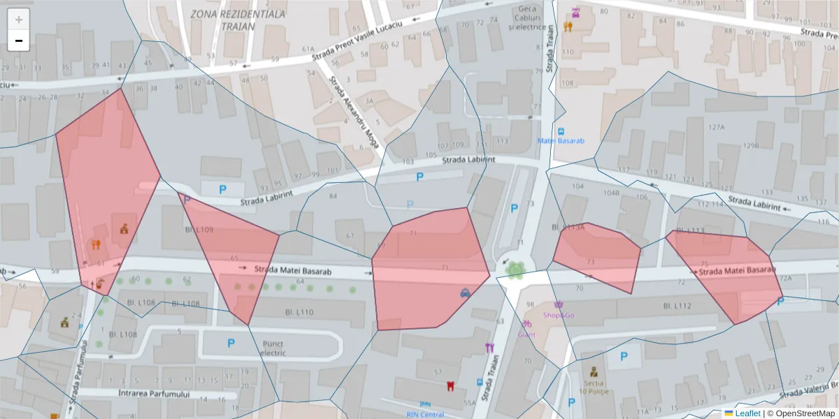 Hartă a codului poștal  și a codurilor poștale învecinate