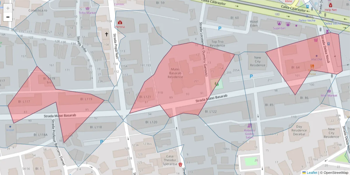 Hartă a codului poștal  și a codurilor poștale învecinate