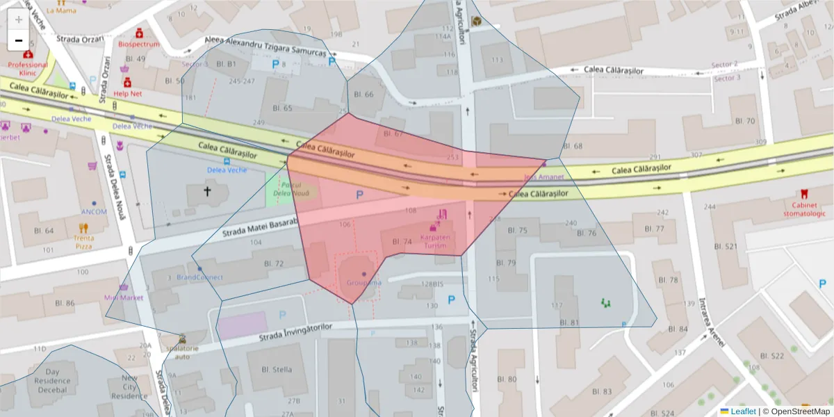 Hartă a codului poștal  și a codurilor poștale învecinate