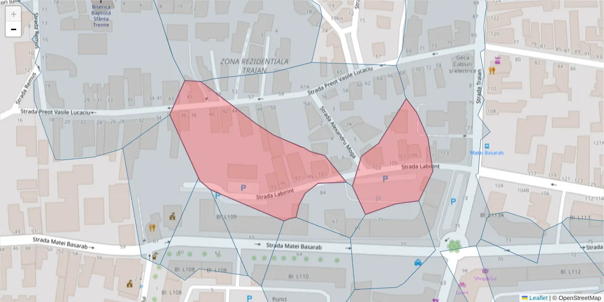 Hartă a codului poștal  și a codurilor poștale învecinate