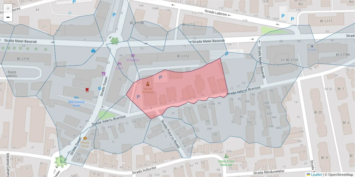 Hartă a codului poștal  și a codurilor poștale învecinate