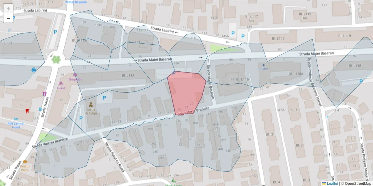 Hartă a codului poștal  și a codurilor poștale învecinate