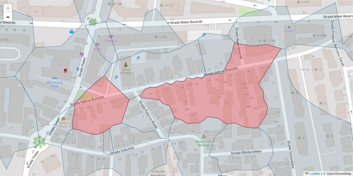 Hartă a codului poștal  și a codurilor poștale învecinate