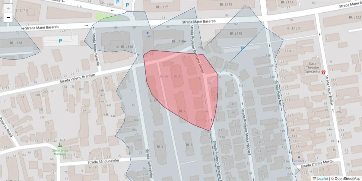 Hartă a codului poștal  și a codurilor poștale învecinate