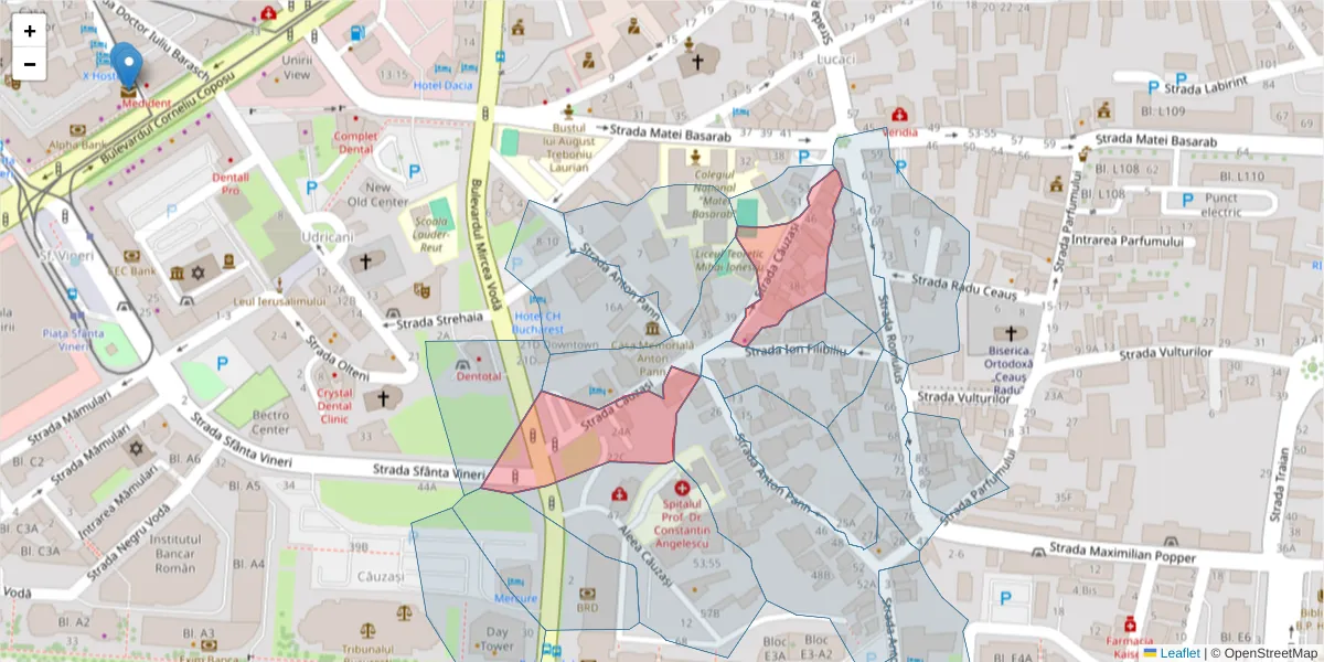 Hartă a codului poștal  și a codurilor poștale învecinate