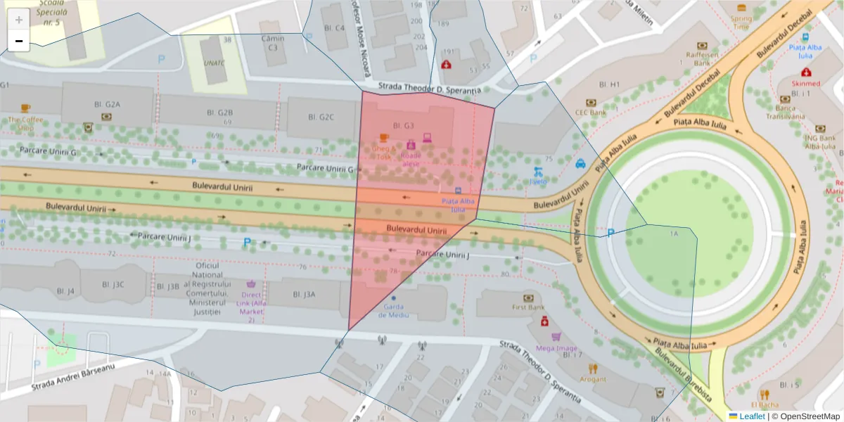 Hartă a codului poștal  și a codurilor poștale învecinate