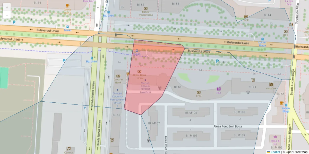 Hartă a codului poștal  și a codurilor poștale învecinate