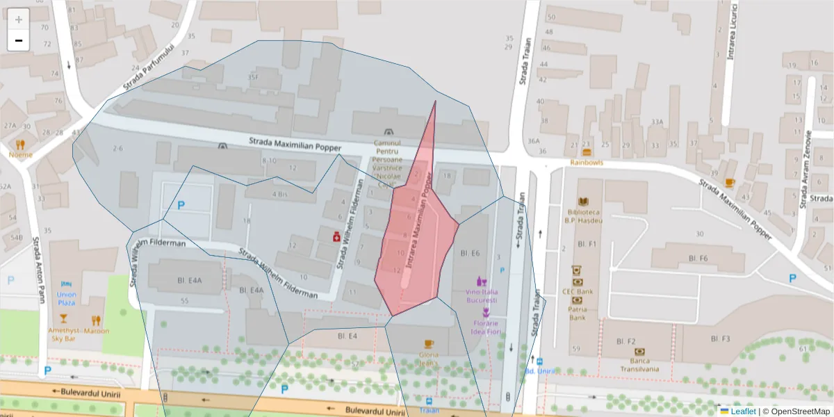 Hartă a codului poștal  și a codurilor poștale învecinate