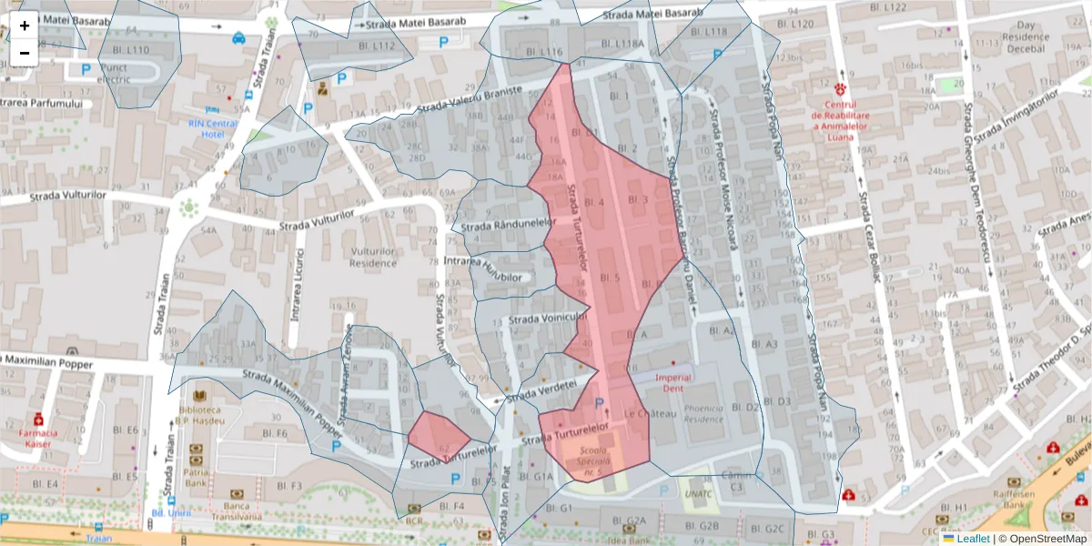 Hartă a codului poștal  și a codurilor poștale învecinate